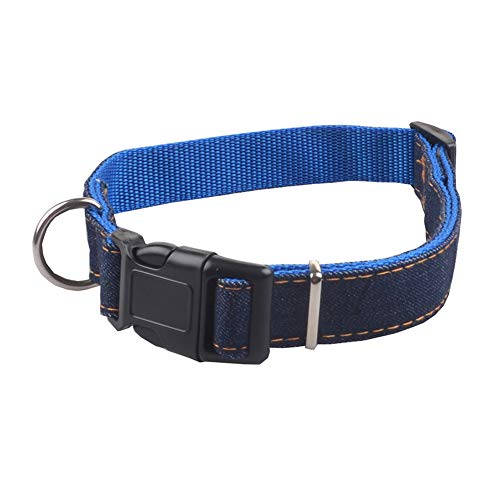 Jiacheng29_ Hundehalsband, Denim, verstellbar, weich, D-Ring-Halskette, Halsband, Blau, Größe XS von Jiacheng29_