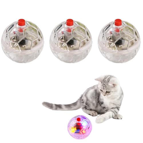 3 Stück LED Katzenbal,LED Interaktives Katzenspielzeug Ball für Katzensport,Spielen,Blinkende LED-Bälle für Haustiere,Katzenspielzeug für den Innenbereich,Jagd,Übung,Unterhaltung,Haustier Spielzeug von Jiakalamo