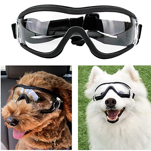 Jiakalamo Hundebrille Sonnenbrille, Winddicht Antibeschlagbrille Verstellbarer Sonnenbrille Hund, Augenschutz Coole Hundebrille für Mittelgroße und Große Hunde von Jiakalamo