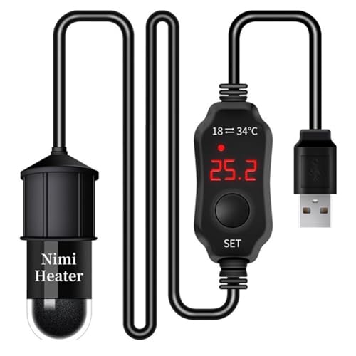 Jialouboo Aquarium-Heizstab für Aquarien, Mini-USB-Aufladung, Tauchthermostat-Heizung, einstellbare Temperatur 18–34 ℃ von Jialouboo