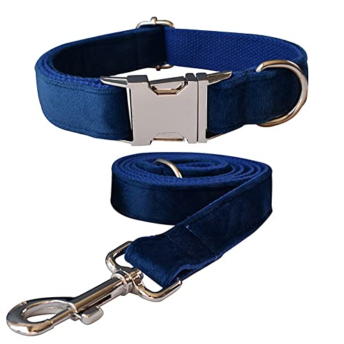 Hundehalsband und Leine, Samt-Hundehalsband und Leine mit Schnellverschluss-Schnalle, verstellbare Hundehalsbänder für kleine, Training (Halsband: 20.1–29 cm, Leinenlänge: 1.2 m) von JiangYanus