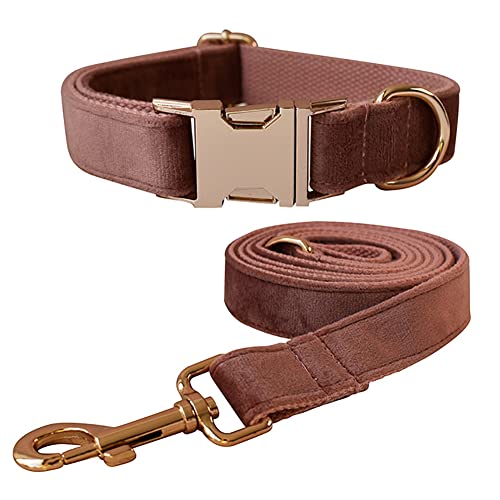 Hundehalsband und Leine, Samt-Hundehalsband und Leine mit Schnellverschluss-Schnalle, verstellbare Hundehalsbänder für kleine, Training (Halsband: 20.1–29 cm, Leinenlänge: 1.2 m) von JiangYanus