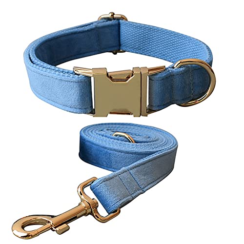 Hundehalsband und Leine, Samt-Hundehalsband und Leine mit Schnellverschluss-Schnalle, verstellbare Hundehalsbänder für kleine, Training (Halsband: 20.1–29 cm, Leinenlänge: 1.2 m) von JiangYanus