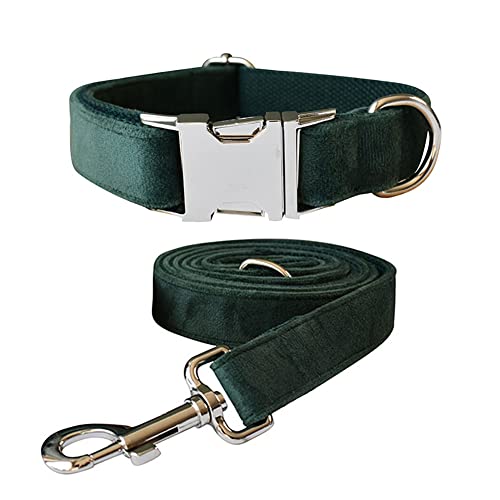 Hundehalsband und Leine, Samt-Hundehalsband und Leine mit Schnellverschluss-Schnalle, verstellbare Hundehalsbänder für kleine, Training (Halsband: 20.1–29 cm, Leinenlänge: 1.2 m) von JiangYanus