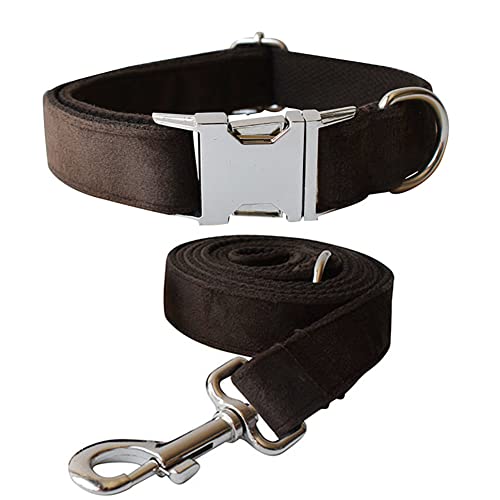 Hundehalsband und Leine, Samt-Hundehalsband und Leine mit Schnellverschluss-Schnalle, verstellbare Hundehalsbänder für kleine, Training (Halsband: 20.1–29 cm, Leinenlänge: 1.2 m) von JiangYanus