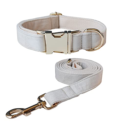 Hundehalsband und Leine, Samt-Hundehalsband und Leine mit Schnellverschluss-Schnalle, verstellbare Hundehalsbänder für kleine, Training (Halsband: 20.1–29 cm, Leinenlänge: 1.2 m) von JiangYanus