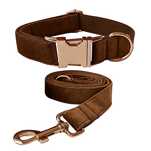 Hundehalsband und Leine, Samt-Hundehalsband und Leine mit Schnellverschluss-Schnalle, verstellbare Hundehalsbänder für kleine, Training (Halsband: 26.9–40.9 cm, Leinenlänge: 1.2 m) von JiangYanus