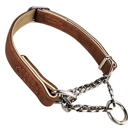 Martingale-Hundehalsband, gepolstertes Hundehalsband, halbe Karierung, Edelstahlkette, Anti-Flucht, kein Ziehen, Choke-Halsband, Cinch-Halsband für kleine, mittelgroße und große Hunde von JiangYanus