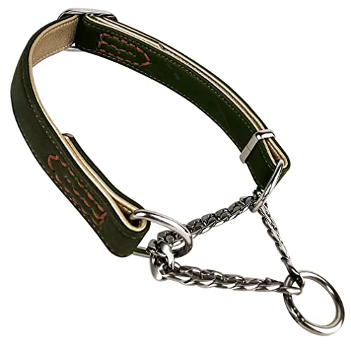 Martingale-Hundehalsband, gepolstertes Hundehalsband, halbe Karierung, Edelstahlkette, Anti-Flucht, kein Ziehen, Choke-Halsband, Cinch-Halsband für kleine, mittelgroße und große Hunde von JiangYanus