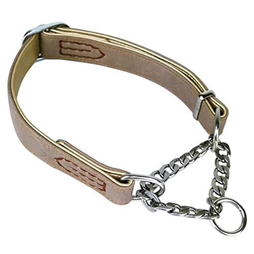 Martingale-Hundehalsband, gepolstertes Hundehalsband, halbe Karierung, Edelstahlkette, Anti-Flucht, kein Ziehen, Choke-Halsband, Cinch-Halsband für kleine, mittelgroße und große Hunde von JiangYanus