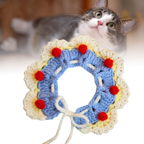 Gewebtes Haustierhalsband, Verstellbares Gestricktes Katzenhalsband, Hautfreundlich für den Alltag (Prinzessinnenfarbe S) von Jiawu