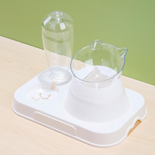 Haustier-Wasserspender, Flaschennapf, Haustier-Wasserflaschennapf-Set, Langsames Füttern, Einfache Reinigung, 15 Grad Geneigt, Verhindert Ersticken für Hunde (White) von Jiawu