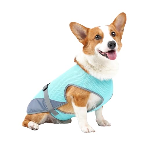 Hunde-Kühljacke, Polyester, Maschinenwaschbar, Atmungsaktiv, Hellblau, Hautfreundlich, Elastische Haustier-Kühlweste für Draußen Zum Spazierengehen (S) von Jiawu