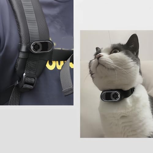 Jiawu 1080P Katzenkamerahalsband, Mi NI-Körperkamera für Katzen, Haustierhalsbandkamera, Tragbare Körperkamera für Videoaufzeichnungskamera, Katzen, Hunde, Draußen, Drinnen (128GB) von Jiawu