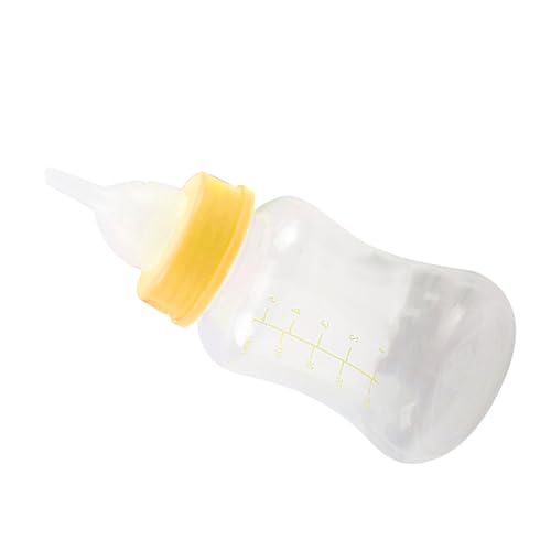 Jiawu Haustier-Flaschen-Set, Wiederverwendbar, Langlebig, 4 Ersatz-Nippel, Haustier-Stillflasche, Leicht zu Reinigen, Bequem, 150 Ml, für Welpen (Yellow) von Jiawu