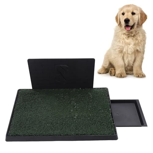 Jiawu Hundegras-Pad mit Tablett, Hundetoilette, 3-lagige Wiederverwendbare Hundegras-PIPI-Pads, Tragbares Welpen-Töpfchen-Trainingstablett, Waschbare Pinkel-Pads für Drinnen, (Große von Jiawu