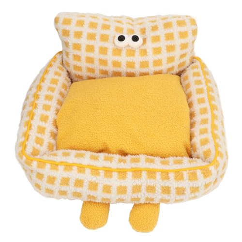 Jiawu Katzensofa, Haustiersofa, Weiches Plüsch, Gelbes Lamm, Bequem, Warm, Abnehmbar, Bezaubernd, für den Innenbereich, für das Wohnzimmer (L) von Jiawu