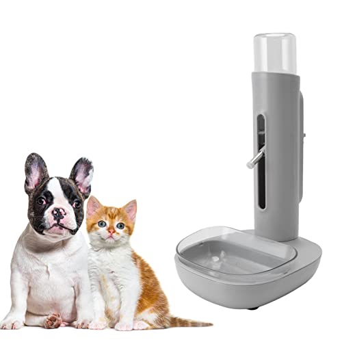 Jiawu Pet Standing Water Dispenser, 480ml Pet Small Dog Cat Automatic Water Food Feeder Bowl Bottle Standing Dispenser mit Verstellbarer Höhe, Abnehmbar, Pet Drinking Feeder für Hunde und Katzen von Jiawu