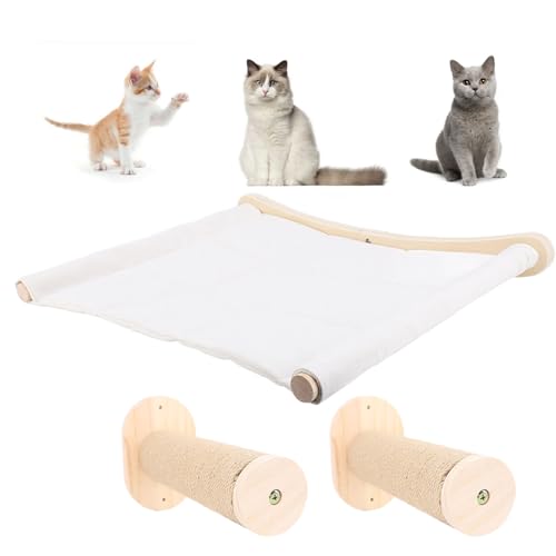 Jiawu Wandmontiertes Katzen-Lounge-Set, Katzen-Wandregale, Katzen-Wandstufen, Mehrschichtiger Katzenkletterer, Katzentreppenmöbel Zum Klettern, Spielen, Faulenzen, Sitzen von Jiawu