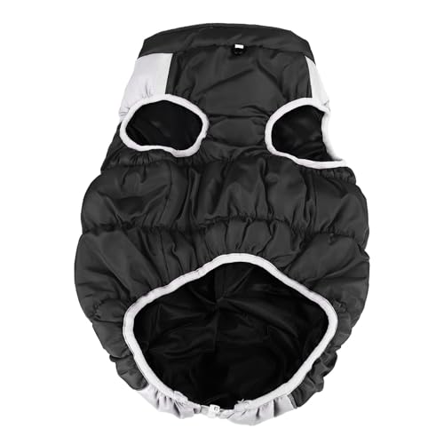 Jiawu Winter-Hundemantel, Weiche, mit Baumwolle Verdickte, Warme Hundejacke, Reflektierendes Design, Einfach zu Tragen und Auszuziehen, Bequeme Passform für die Meisten Hunde (Black) von Jiawu