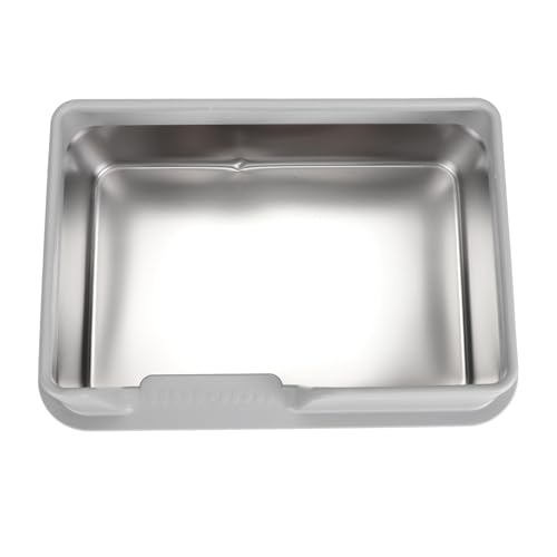 Jiawu Katzentoilette aus Edelstahl, 19,7 X 13,8 X 7,9 Kleine Katzentoilette mit Hohen Seitenwänden und Schaufel für Kleine und Mittelgroße Katzen, Leicht zu Reinigen (Grey) von Jiawu