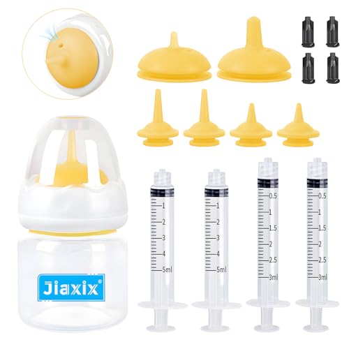 Jiaxix Stillflaschen-Set für neugeborene Tiere, Kätzchen-Flaschen-Futterset, Silikon, Anti-Erstickungs-Nippel und Kätzchen-Spritze für Kätzchen, Welpen, Kaninchen, Eichhörnchen (Gelb) von Jiaxix