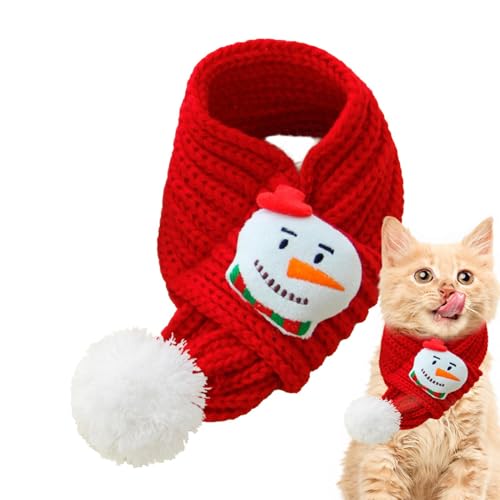 Jiimhte Warmer Schal für Haustiere, weich, gemütlich, gestrickt, verstellbarer Halswärmer, praktisches Knoten-Design, Weihnachtsmann-Schal für Welpen, Katzen, Kätzchen von Jiimhte