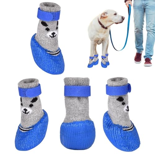 Wasserdicht Hundeschuhe, 4 Stück Anti Rutsch Hundestiefel Mit Reflektierenden Riemen Reflektierende Schnallen, Anti-Rutsch Hundeschuhe, Hundeschuhe Pfotenschutz von Jiimhte