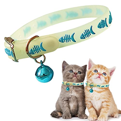 Weiches Fluoreszierendes Katzenhalsband, weiches Fluoreszierendes Silikon-Hundehalsband, leuchtendes Katzenhalsband für Katzen, kleine Hunde, Welpen, Geschenke und sicher für nächtliche Spaziergänge von Jikiaci