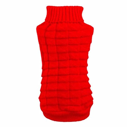 Jikoiuty Haustierkleidung Winter Wollpullover Strickwaren Warme Canamo Blumen Hoher Kragen Mäntel (S, Rot) von Jikoiuty