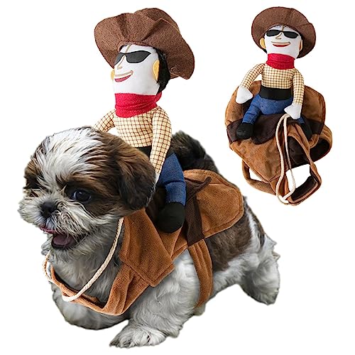 Cowboy-Reiter-Hundekostüm, Stoff, Halloween-Kostüm, Cowboy-Reiter für Hunde, atmungsaktiv, verstellbar, bequem für Mops, Katzen, Kätzchen, Malteserhunde Jildouf von Jildouf