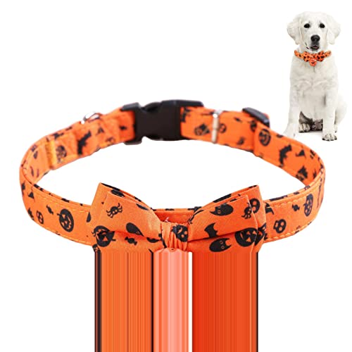 Halloween-Krawatten für Haustiere – niedliche Halloween-Hundehalskrawatten mit Fliege, Glocke, Hundehalsband, niedlicher Geist, Kürbis, Hundehalsband, Geschenk, Metallschnalle für kleine, mittelgroße von Jildouf