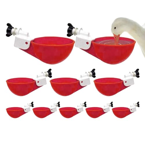 Jildouf Automatischer Hühner-Bewässerungsbecher, 10 Stück, Hühner-Bewässerungsbecher, langlebiges Hühner-Wasser-Futter-Set, Geflügel-Trinkschale für Küken, Enten, Kaninchen, Truthahn, Gänse, Wachteln von Jildouf