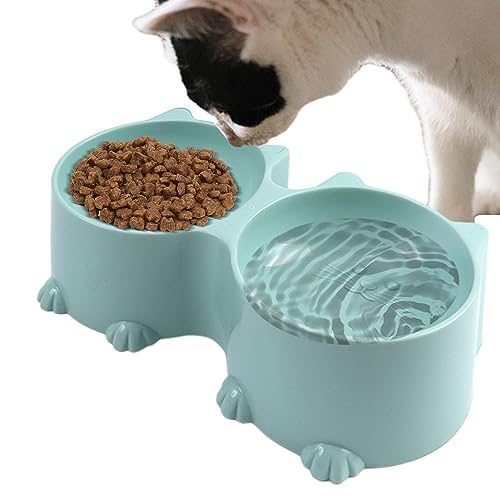 Jildouf Doppelnäpfe für Hunde und Katzen | Doppelnäpfe für Katzen mit Katzen-Design - Set für Wasser und Futter für Haustiere, Futternapf für Katzen von Jildouf