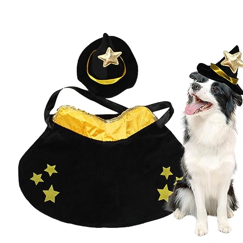 Jildouf Halloween-Hexe-Hundekostüme | Hexen-Hunde-Umhang-Kostü Cosplay - Wiederverwendbarer elastischer Halloween-Umhang, Katzenkostü, Hexenhundekostü für Karneval und tägliche Haustierkleidung von Jildouf