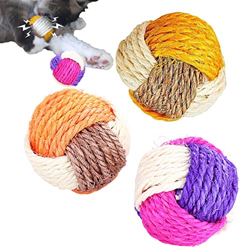 Jildouf Katzen-Sisal-Ball, interaktiv für Indoor-Katzen, Katzenspielzeug, rollender Sisalball, Spielzeug, Geschenk für Haustiere (zufällige Farbe) von Jildouf