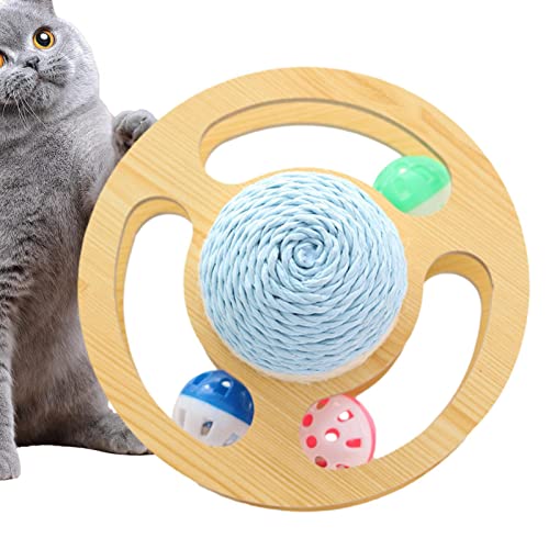 Jildouf Sisalball für Katzen | Kratzball Asteroid Weltraumkatze, Plattenspieler Track Rolling Cat Toy mit drei Glocken für Kätzchen von Jildouf