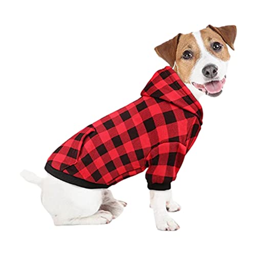 Karierter Hunde-Hoodie, Taschen-Design, Winter-Kapuzen-Sweatshirt mit Mütze für Hunde, stilvolle warme Haustierkleidung, kompatibel für kleine, mittlere, große und extra große Hunde, Geschenke für von Jildouf