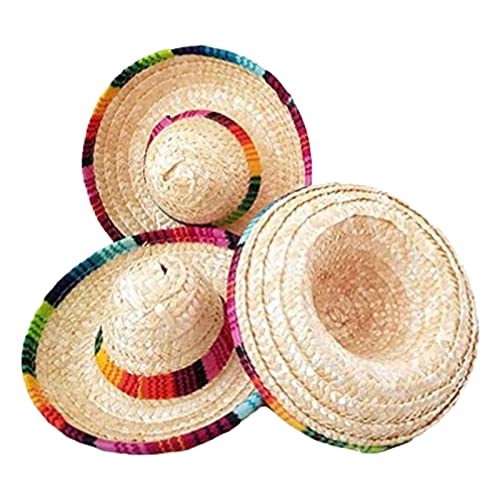 Mini Sombrero aus natürlichem Stroh - Mini Sombrero Hüte Mexikanische Hüte | Mexikanische Hüte für Katzen, Tischpartyartikel, Sombrero Hüte für kleine Tiere Jildouf von Jildouf