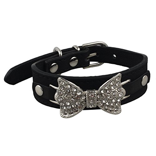 Jimenez PU Strass Hundehalskette Bling HundehalsbäNder Schwarz XS: 30 X 2,5Cm von Jimenez