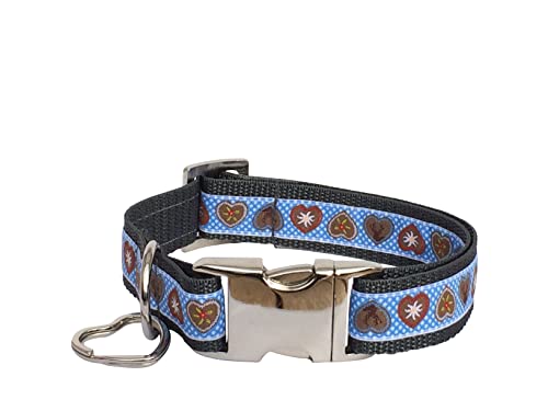 Jimmy und Katz Hundehalsband Alpenliebe Himmelblau auf Dunkelgrau 35-58cm x 2,5cm von Jimmy und Katz