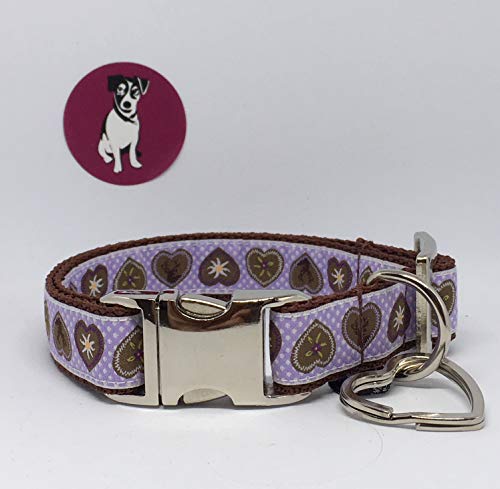 Jimmy und Katz Hundehalsband Alpenliebe Lila auf Braun 26-40cm x 2cm von Jimmy und Katz