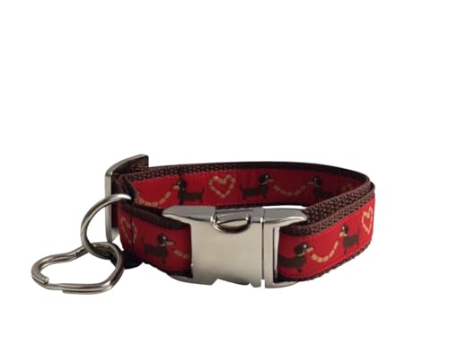 Jimmy und Katz Hundehalsband Dackel Teckel rot 26-40cm x 2cm von Jimmy und Katz