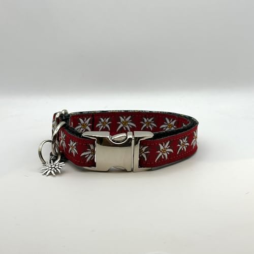 Jimmy und Katz Hundehalsband Edelweiß rot 20-30cm x 1,5cm von Jimmy und Katz