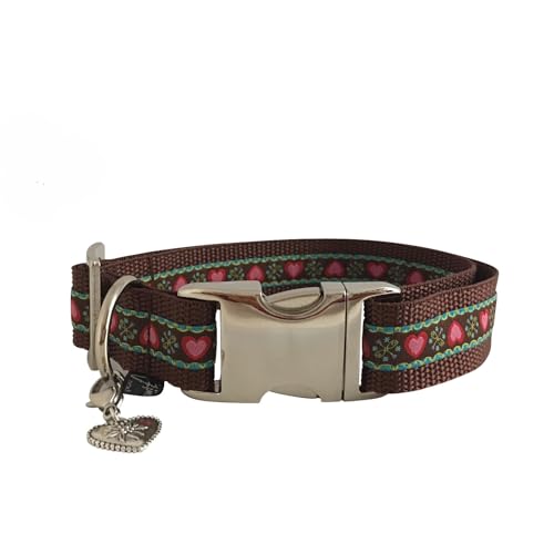 Jimmy und Katz Hundehalsband Herzen auf Braun 35-58cm x 2,5cm von Jimmy und Katz