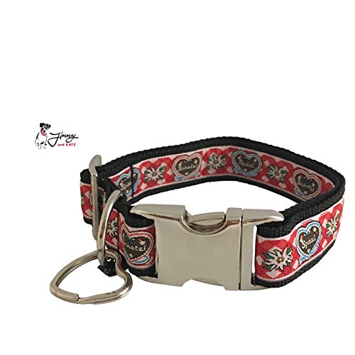 Jimmy und Katz Hundehalsband Spatzl Rot 35-58cm x 2,5cm von Jimmy und Katz