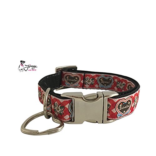 Jimmy und Katz Hundehalsband Spatzl rot 26-40cm x 2cm von Jimmy und Katz