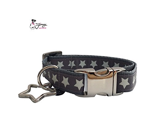 Jimmy und Katz Hundehalsband Sterne Grau 26-40cm x 2cm von Jimmy und Katz