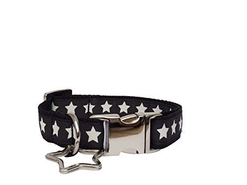 Jimmy und Katz Hundehalsband Sterne Schwarz 26-40cm x 2cm von Jimmy und Katz