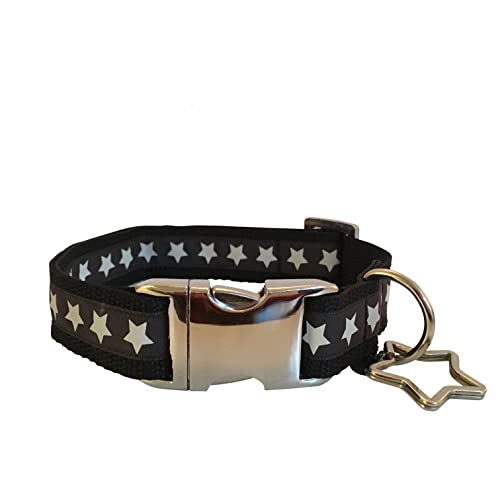 Jimmy und Katz Hundehalsband Sterne Schwarz 35-58cm x 2,5cm von Jimmy und Katz